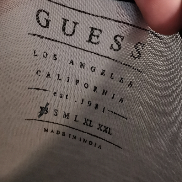 Guess Men's Silver Graphic Tee Triangle Vector Design Grey XS - Picture 6 of 7